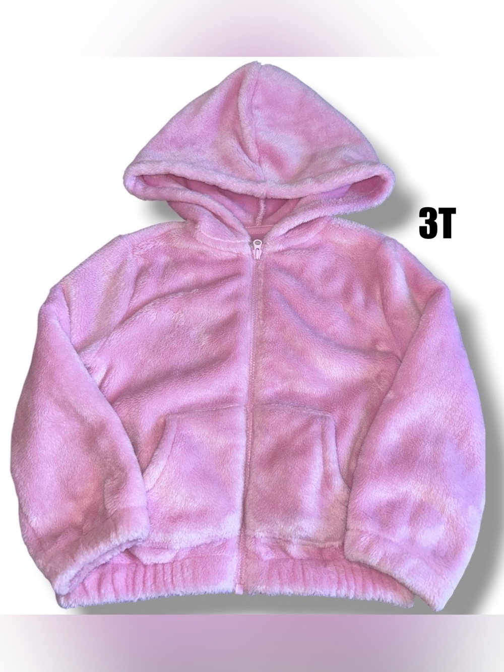 OshKosh B'gosh Sherpa Plush Pink Hooded Zip-Up Jacket Size 3T